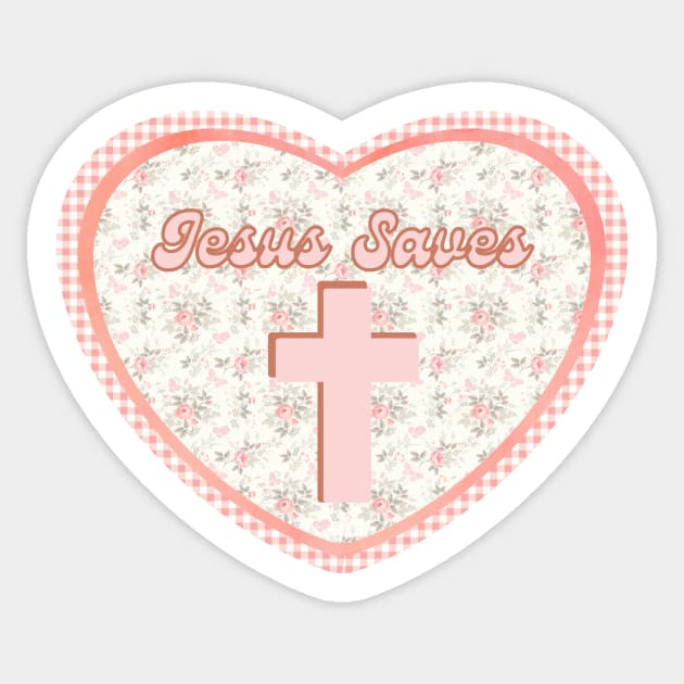 Jesus Saves - Christian Cross Feminine Design Sticker by Heavenly Heritage